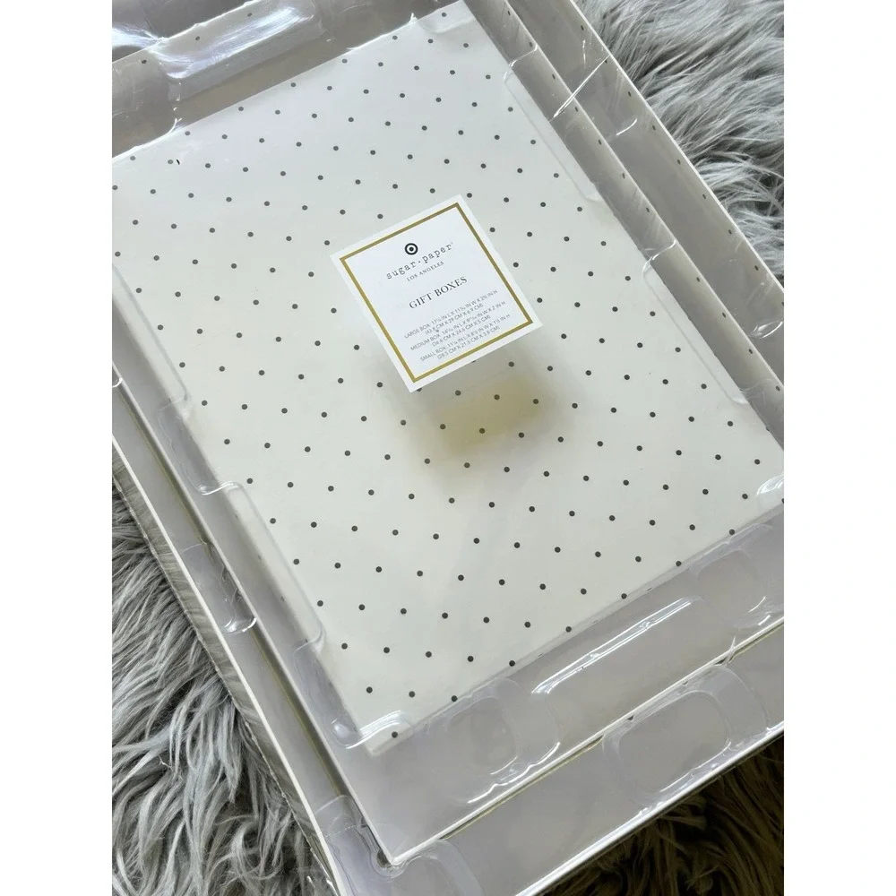 Sugar Paper Gift Wrap Box Set Black-White-Gold-Polka‎ Dot NEW
